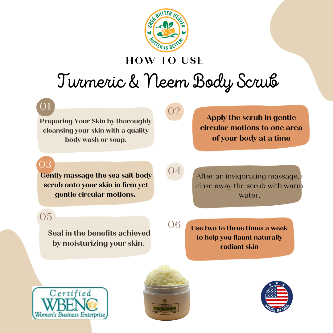 how to use organic turmeric and neem sea salt. how to prepare skin how to apply,massage in, rinse and moisturize