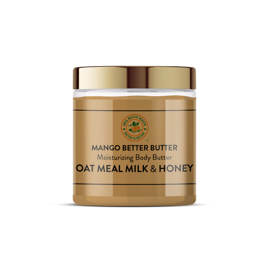 Luxurious Oatmeal Milk & Honey body butter made with nourishing mango and shea butters, blended with premium luxury oils for smooth, hydrated skin.