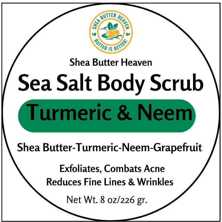 Sea Salt Body Scrub organic neem & turmeric with shea butter, and grapefruit essential oil
