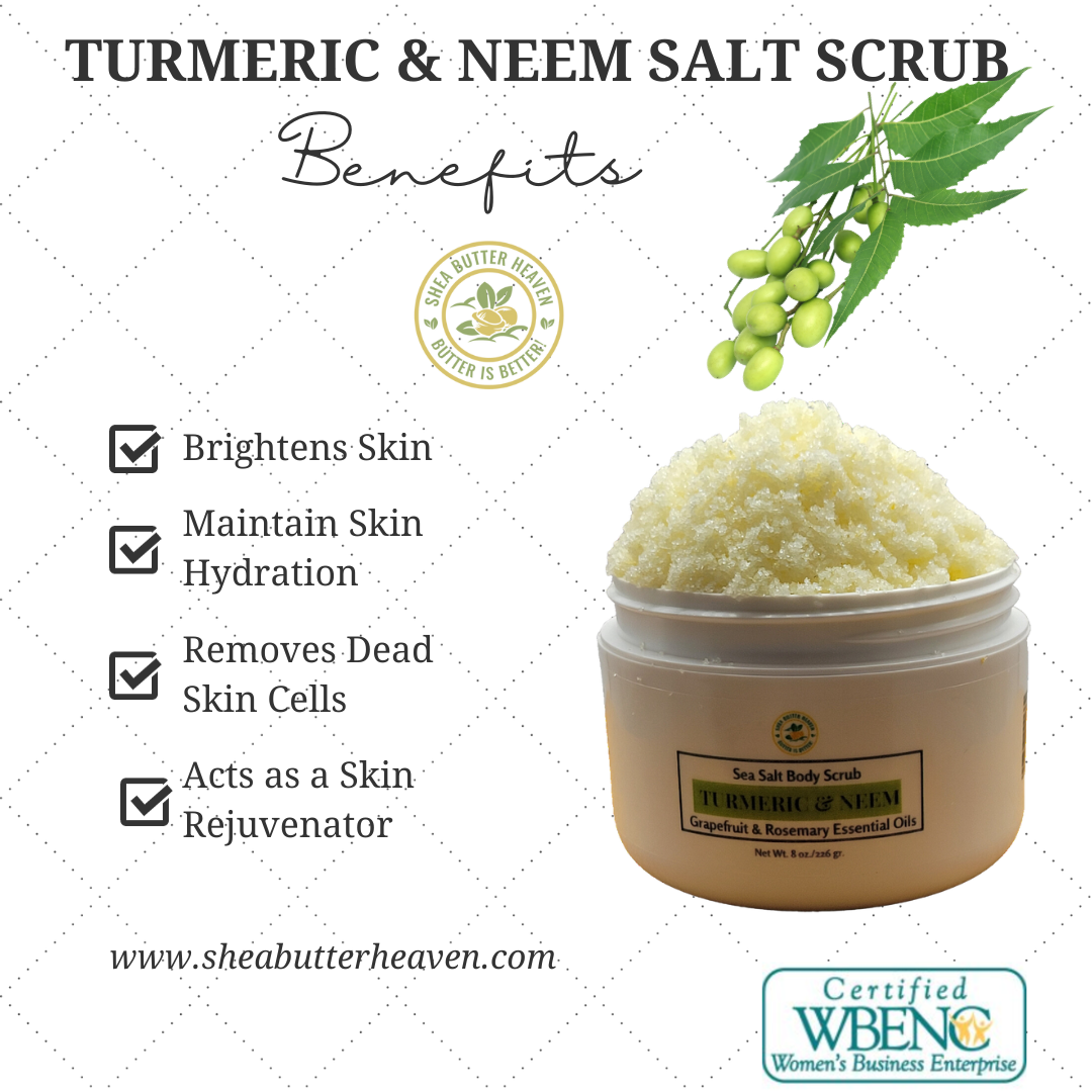 Benefits of organic turmeric and neem sea salt body scrub