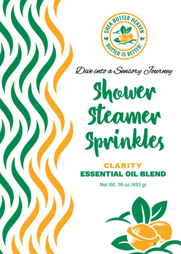 Clarity Shower Steamer Sprinkles by Shea Butter Heaven — 12-oil blend with peppermint eucalyptus lavender and spearmint front view