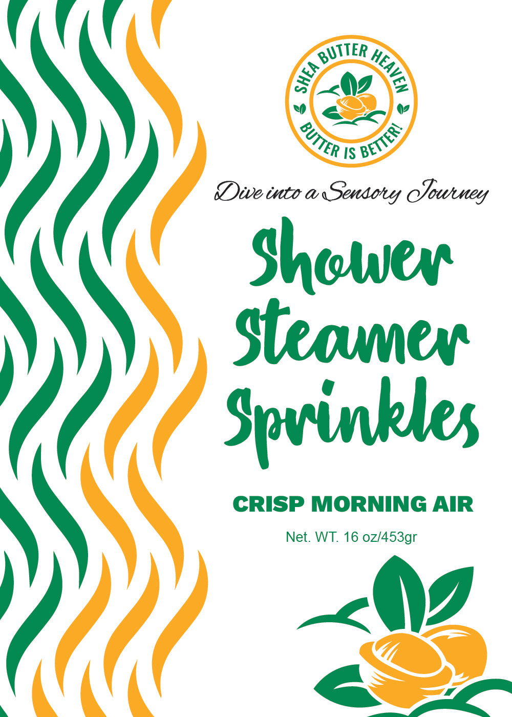 Crisp Morning Air Shower Steamer Sprinkles by Shea Butter Heaven — pine juniper and citrus aromatherapy blend front view