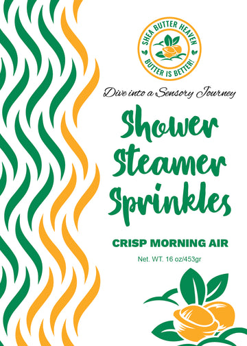 Crisp Morning Air Shower Steamer Sprinkles by Shea Butter Heaven — pine juniper and citrus aromatherapy blend front view
