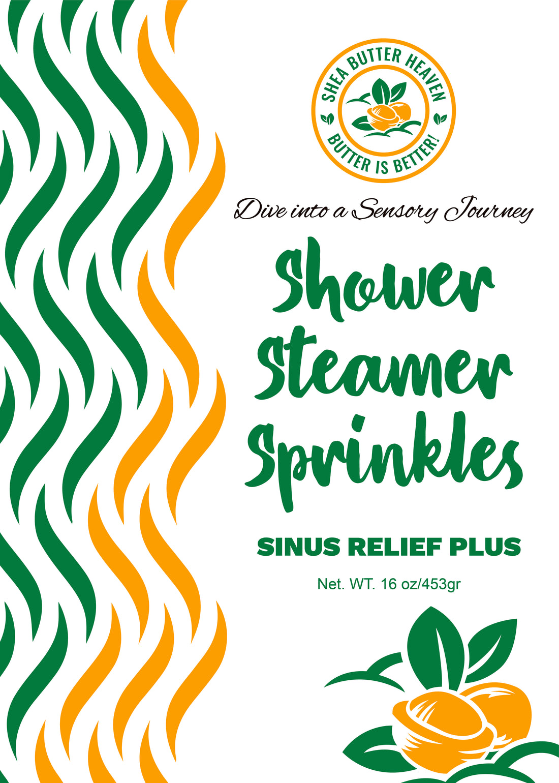 Sinus Relief Plus Shower Steamer Sprinkles pouch by Shea Butter Heaven — camphor eucalyptus peppermint and menthol aromatherapy blend front view