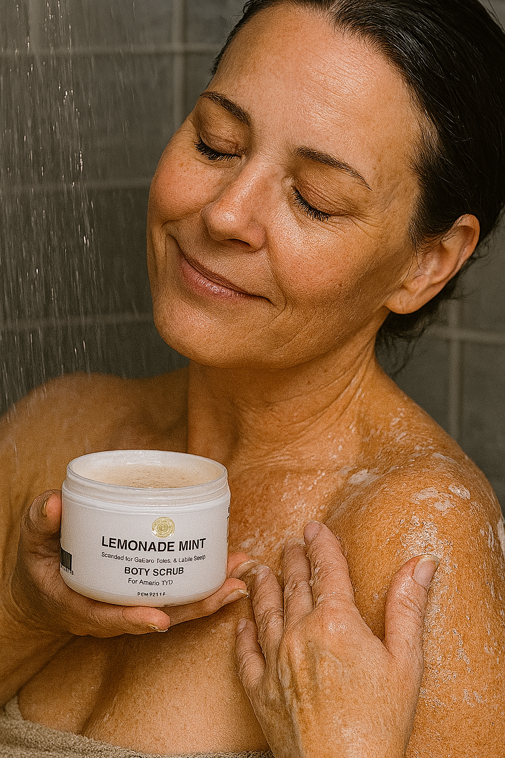 a mixture of exfoliating ingredients that is applied to the skin and then massaged in