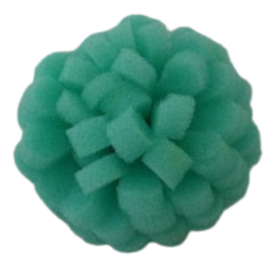 mini green mini exfoliating buffing ball. Ideal for all skin types, benefits for eczema, combination skin and rosacea