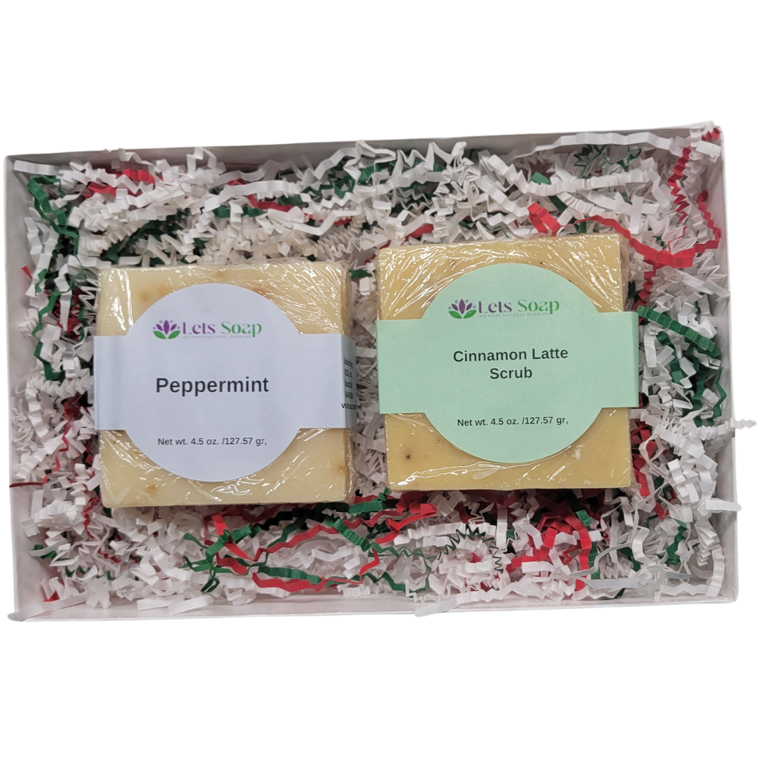 Peppermint Scrub and Cinnamon Latte Scrub Bar Soap Set Shea Butter Heaven