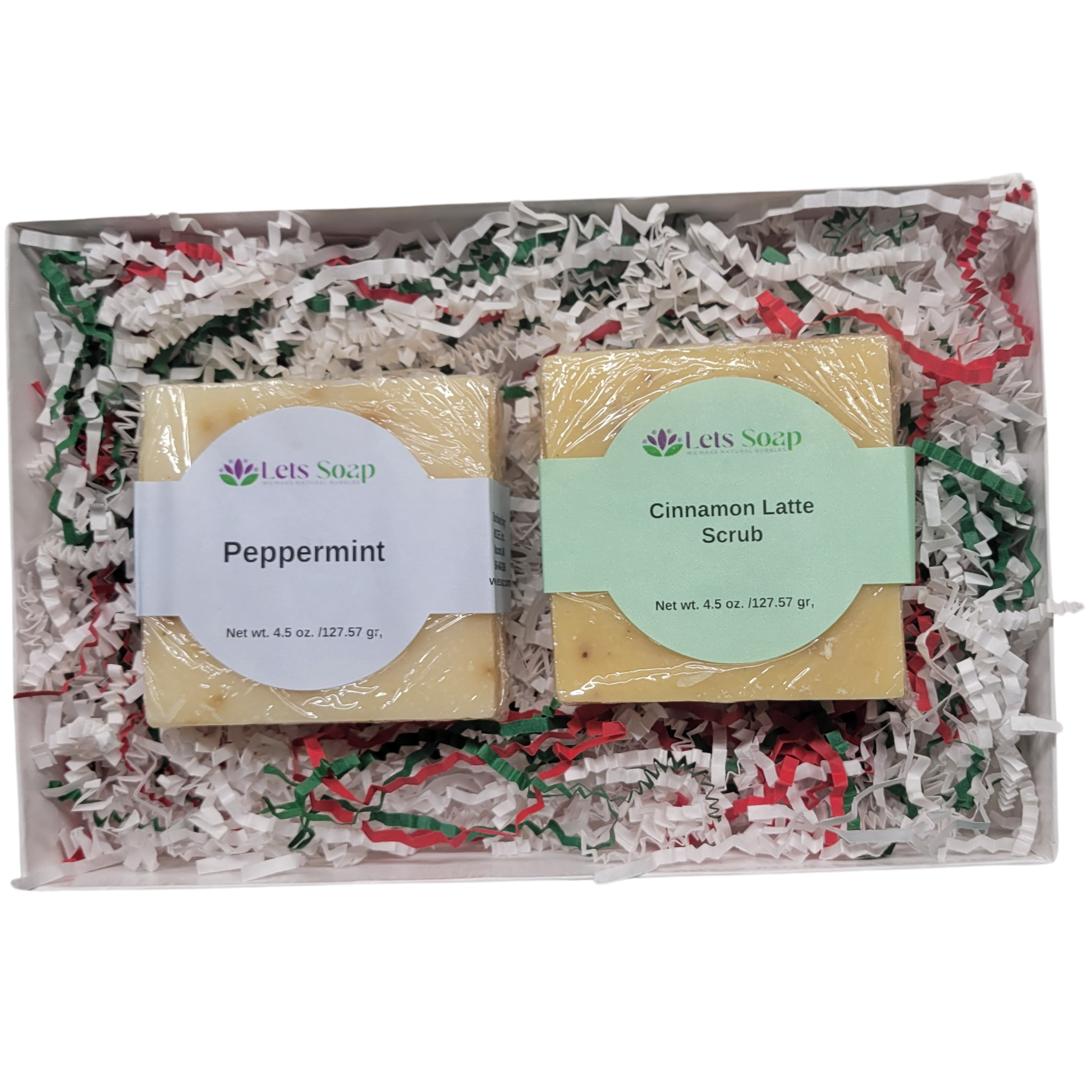 Peppermint Scrub and Cinnamon Latte Scrub Bar Soap Set Shea Butter Heaven