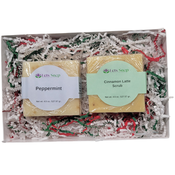 Peppermint Scrub and Cinnamon Latte Scrub Bar Soap Set Shea Butter Heaven