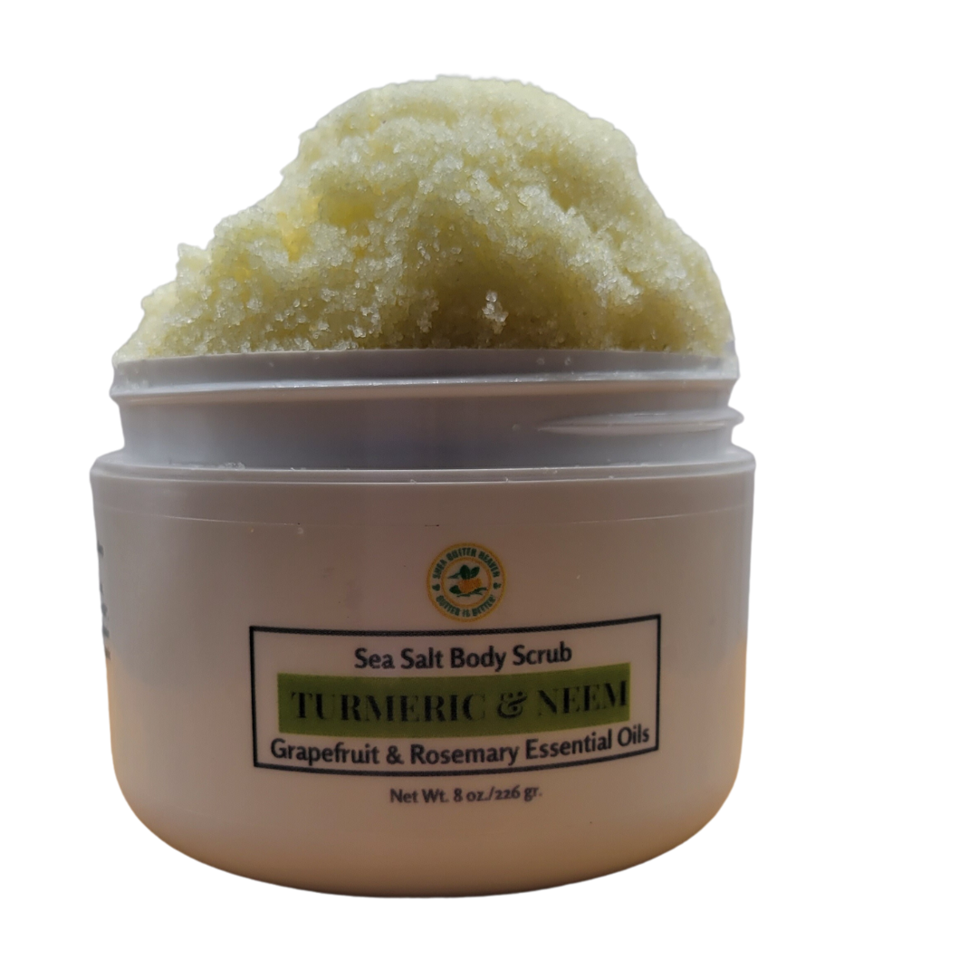Radiant Glow Turmeric & Neem Sea Salt Body Scrub by MsCee Shea Butter Heaven