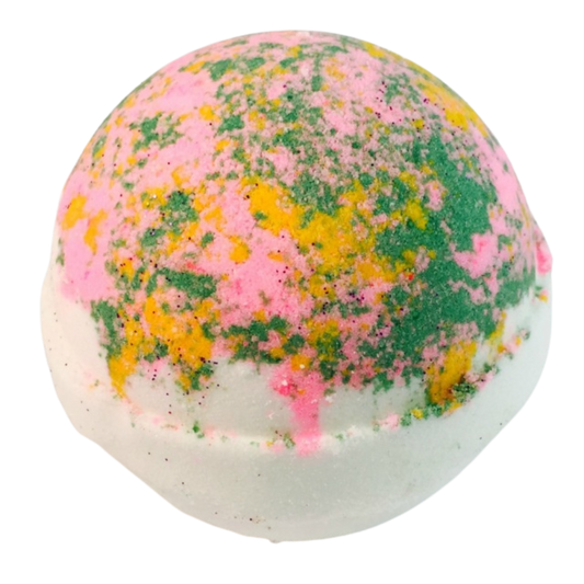 4.5 oz bath bomb  flower bed scent Like walking through a field of flowers on a warm summer's day.