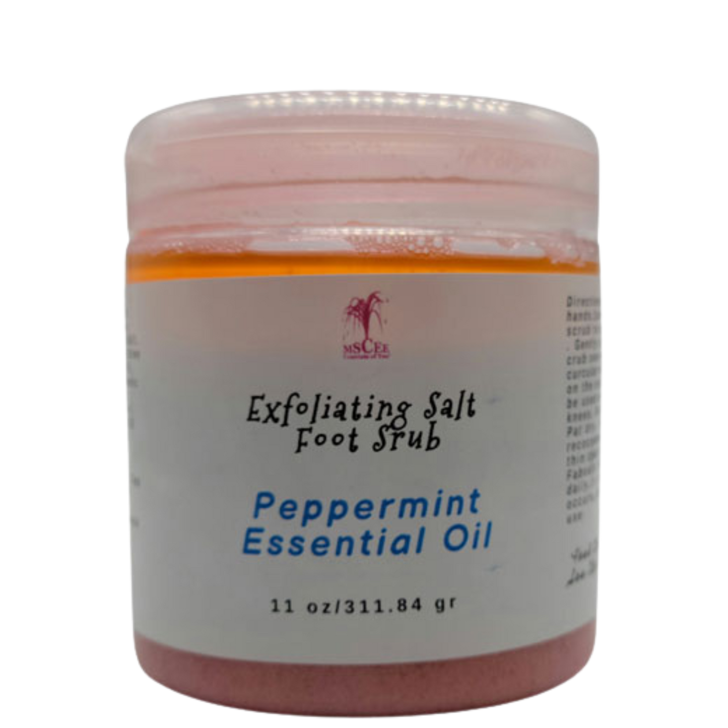 Exfoliating  sea salt foot scrub with peppermint essential oil  11 oz